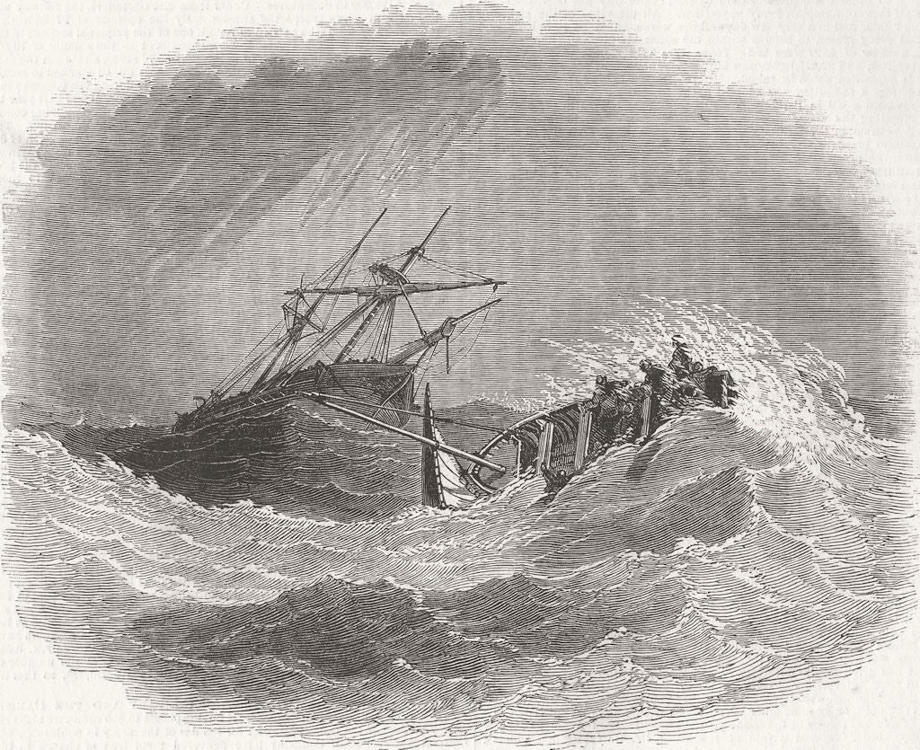 WORTHING. Boat disaster & Lalla Rookh, distress 1850 old antique print picture